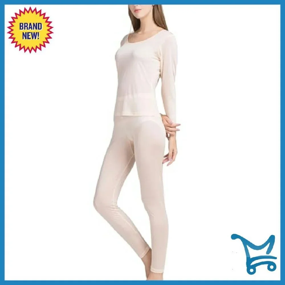 Women's 100% Mulberry Silk Thermal Underwear Set Base Layer